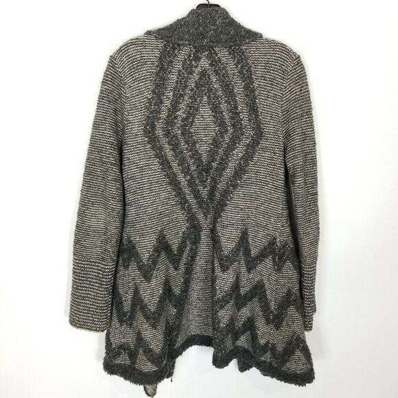 Angel of the North Anthropologie Women Wool Blend Cardigan Sz L Open Geometric - Picture 4 of 8